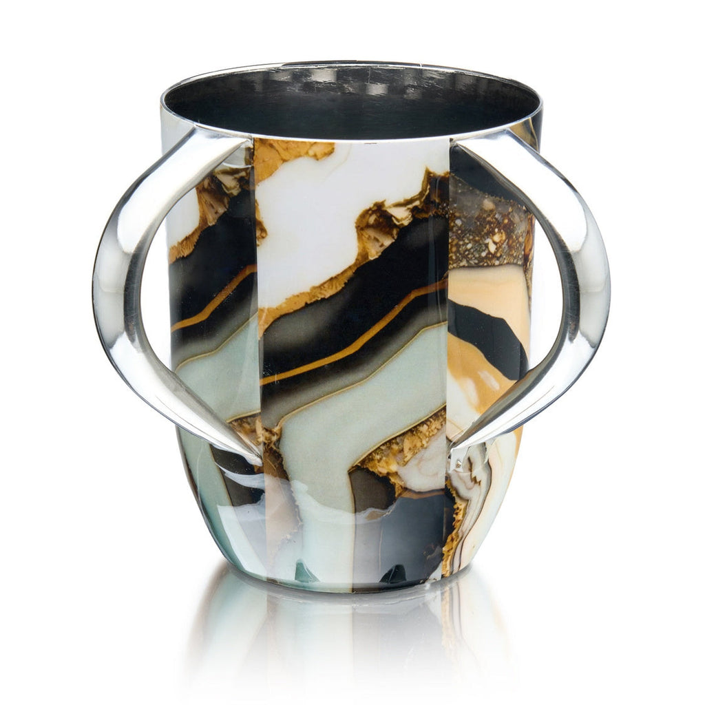 Abstract Black & Gold Marble Wash Cup