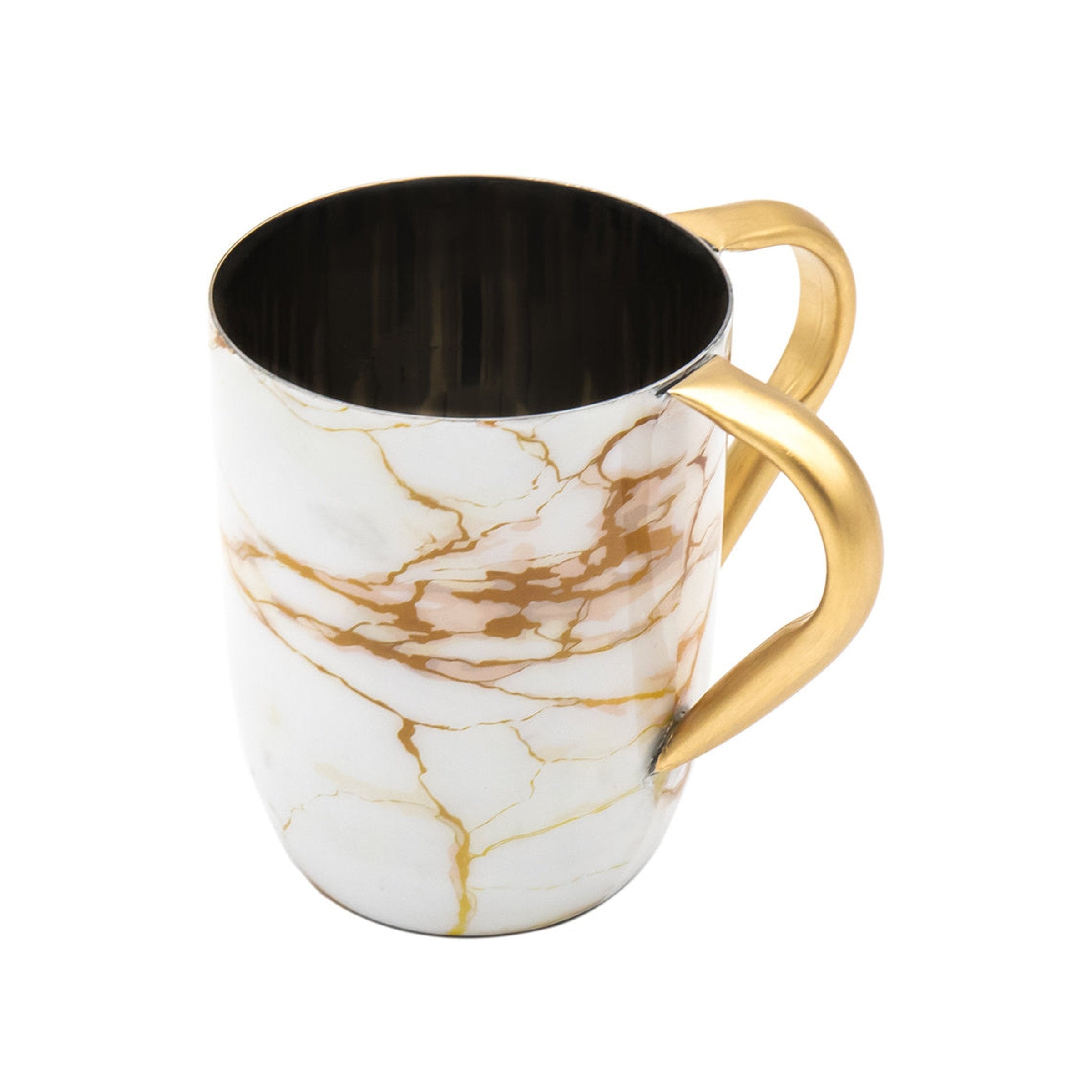 White & Gold Marble Wash Cup