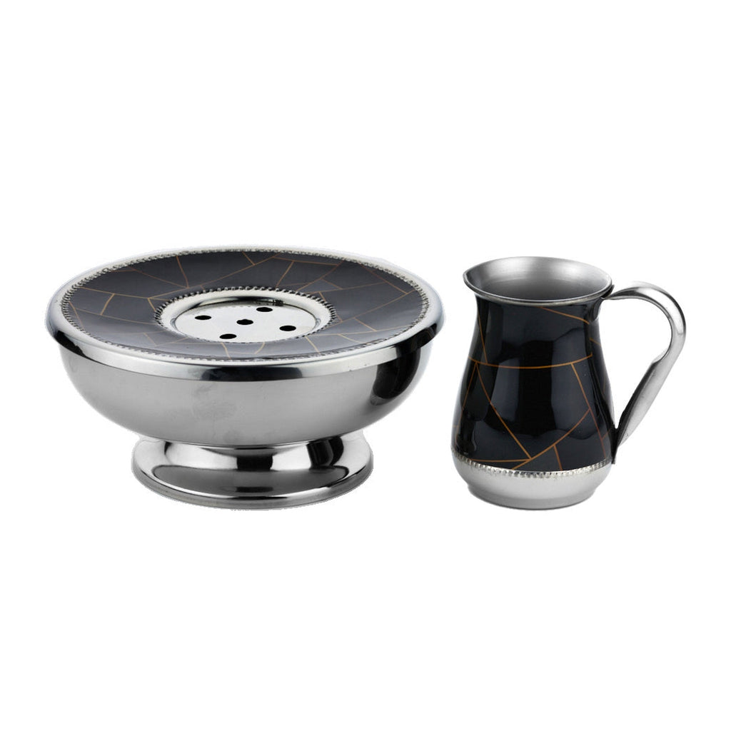 Abstract Lines Black & Gold Mayim Achronim Set