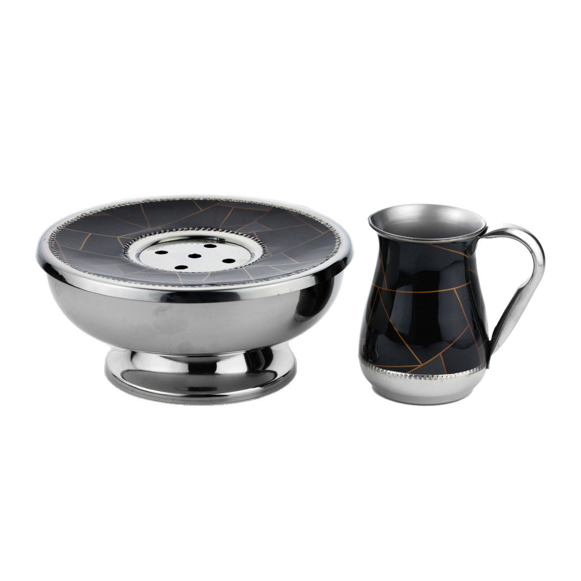 Abstract Lines Black & Gold Mayim Achronim Set