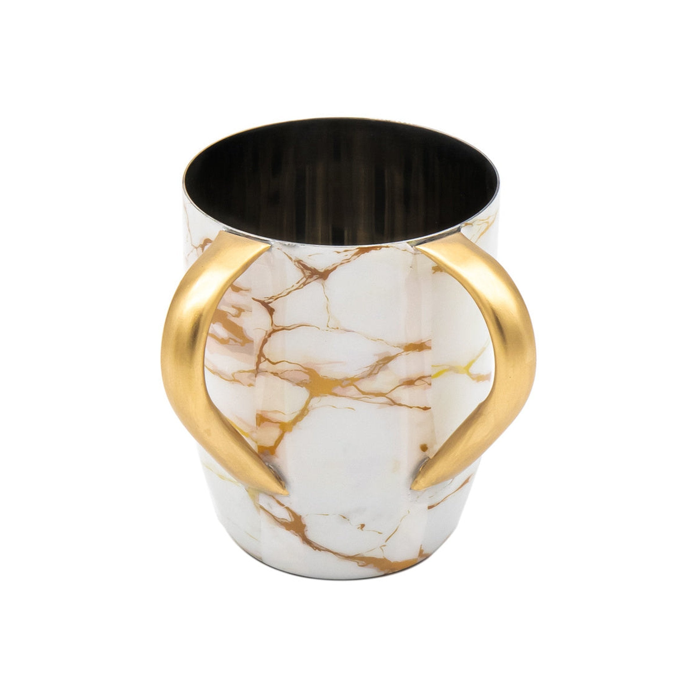 White & Gold Marble Wash Cup