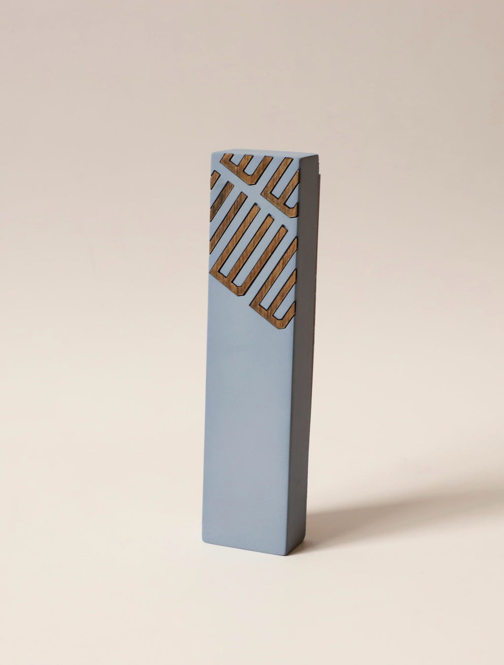 Light Blue CONCRETE AND WOOD MEZUZAH- DIAGONAL SHIN