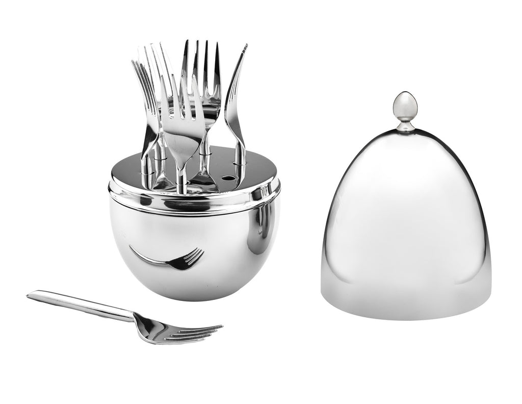 Egg Domed Holder With Set of 6 Forks