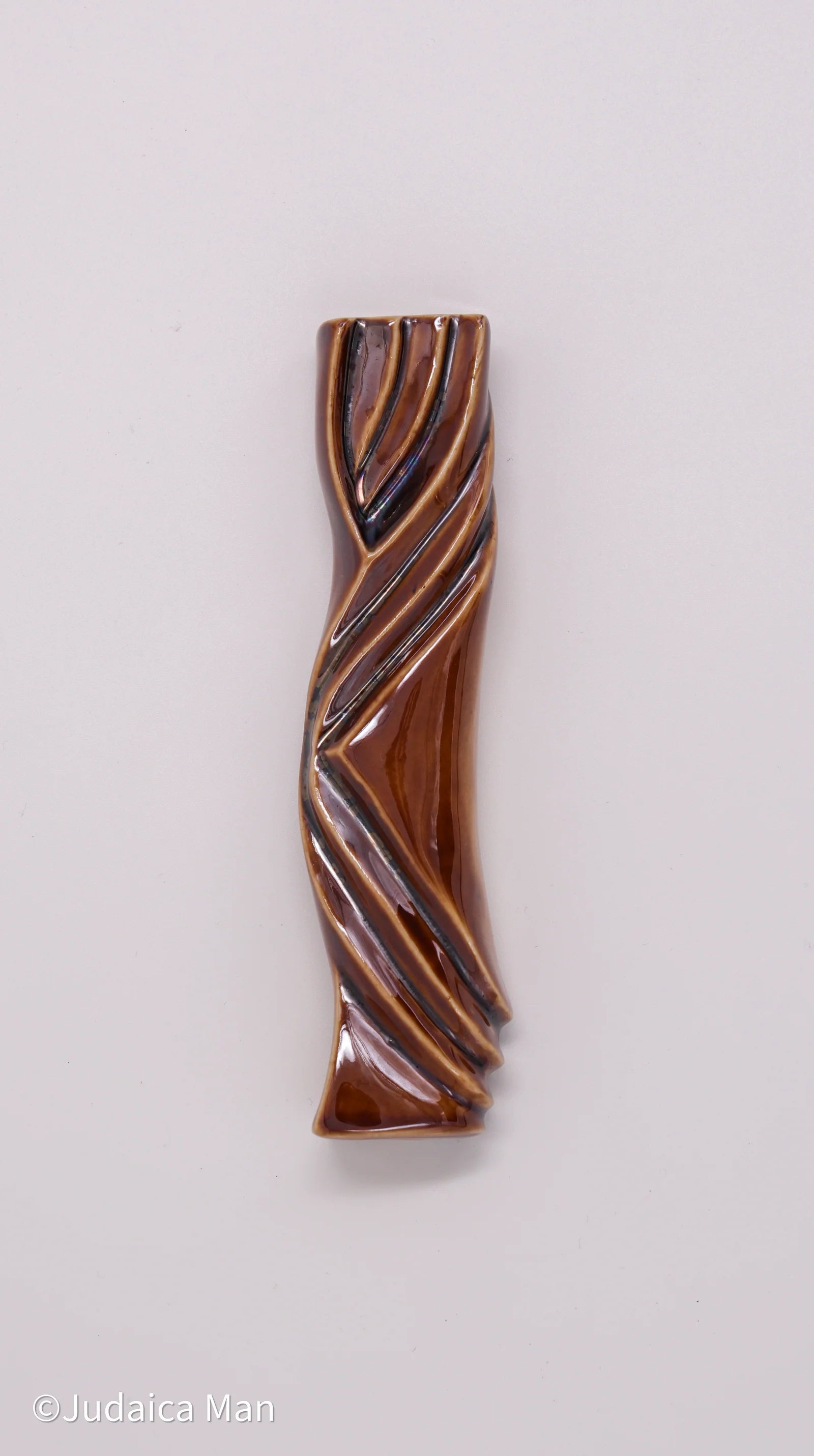 Ceramic mezuzah case "Kalah- Bride" brown color