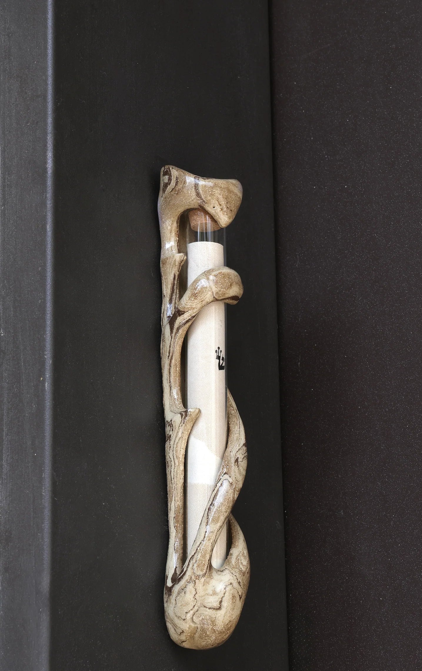 Ceramic mezuzah case "Tree of life"with glass tube