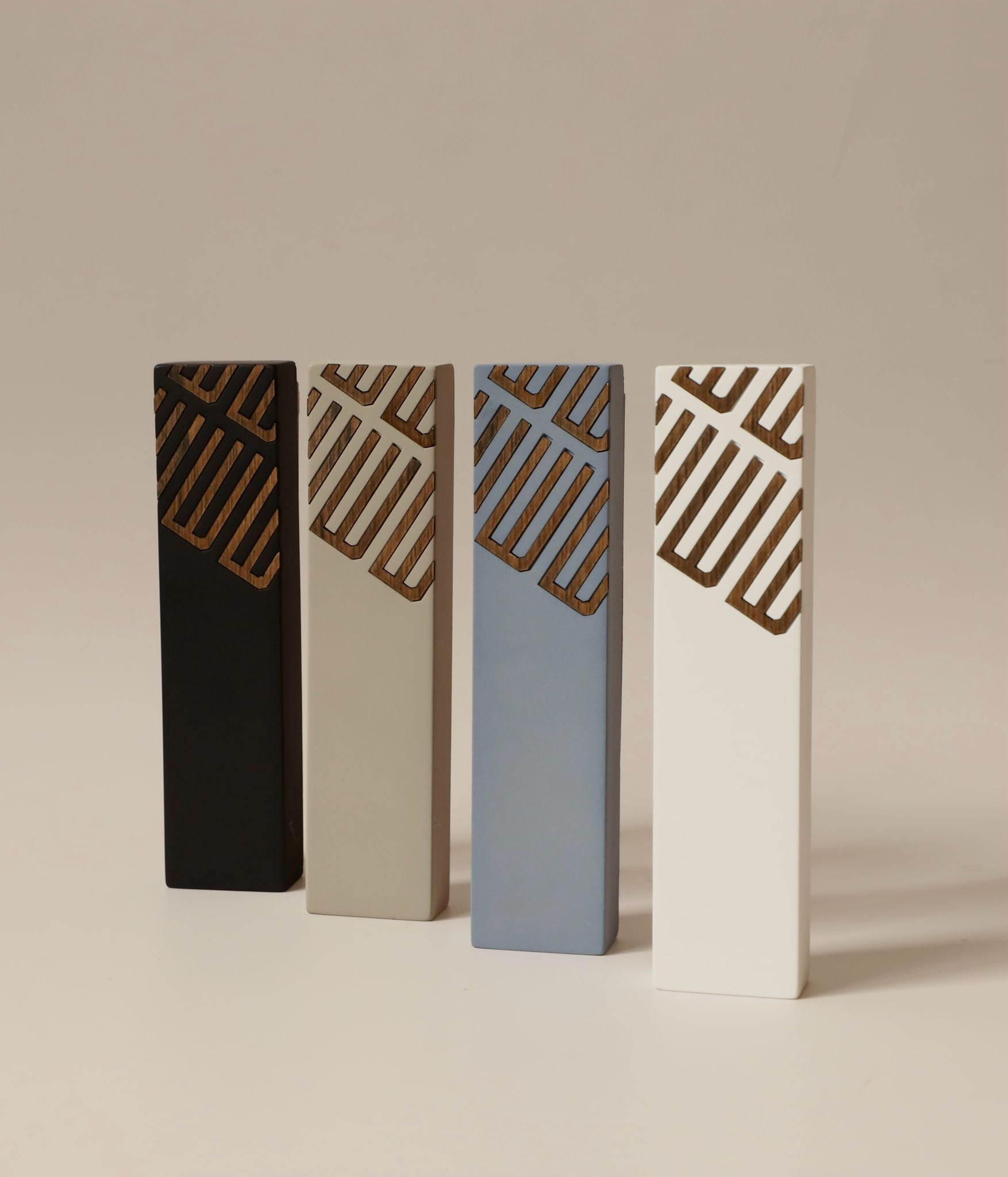 Dark Grey CONCRETE AND WOOD MEZUZAH- DIAGONAL SHIN