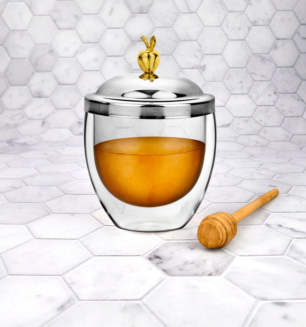 Double Wall Honey Dish - Apple