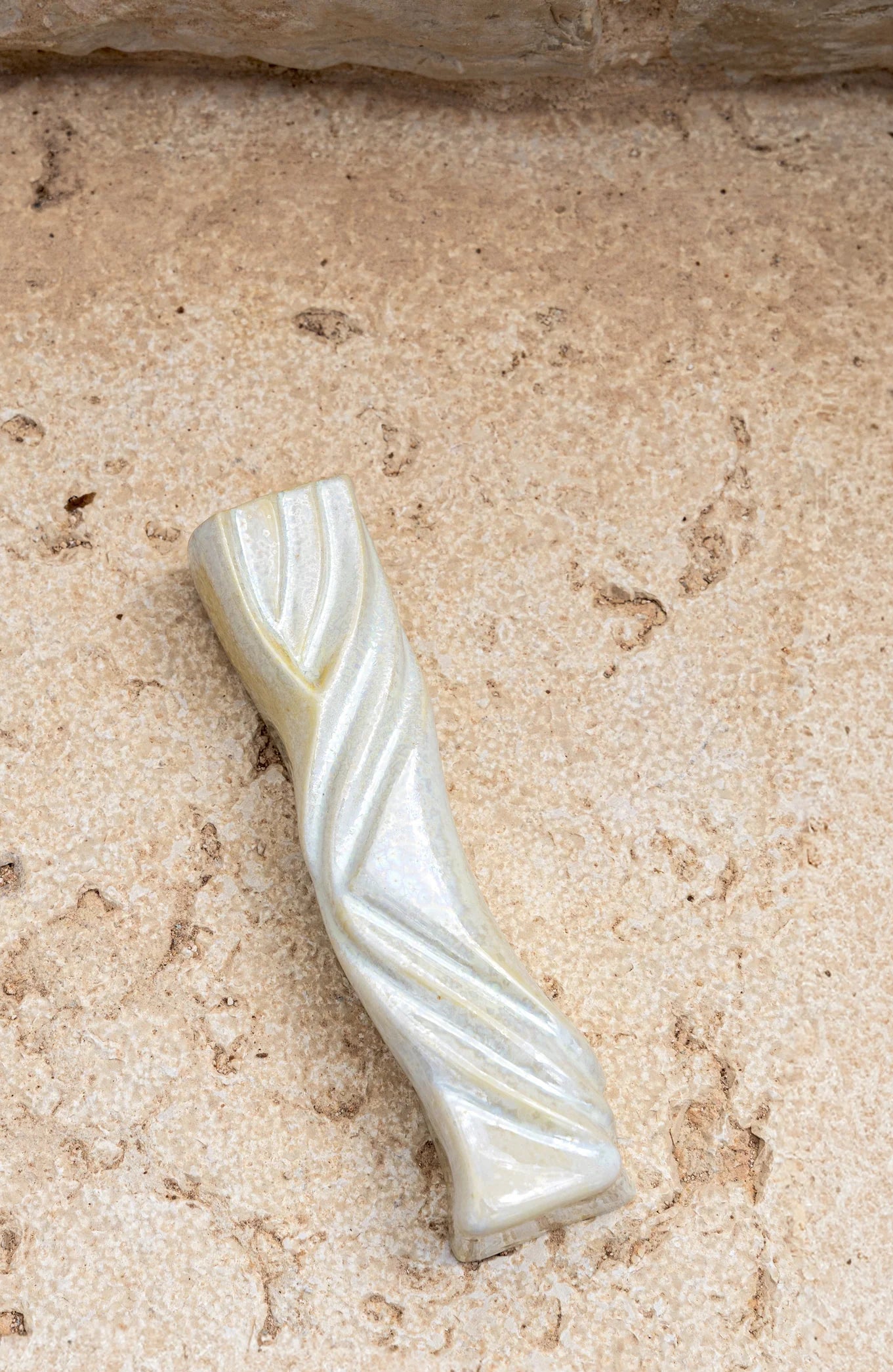 Ceramic mezuzah case "Kalah- Bride" pearl color