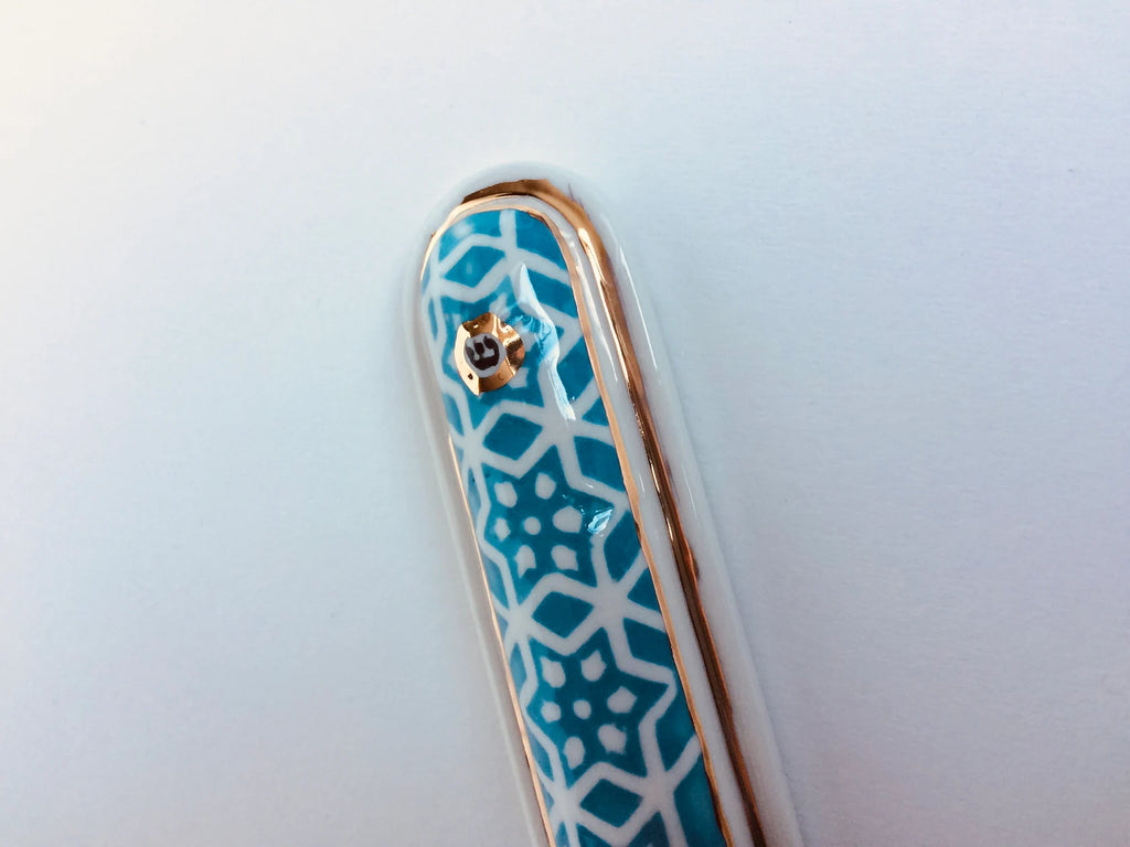 Blue Porcelain Mezuzah