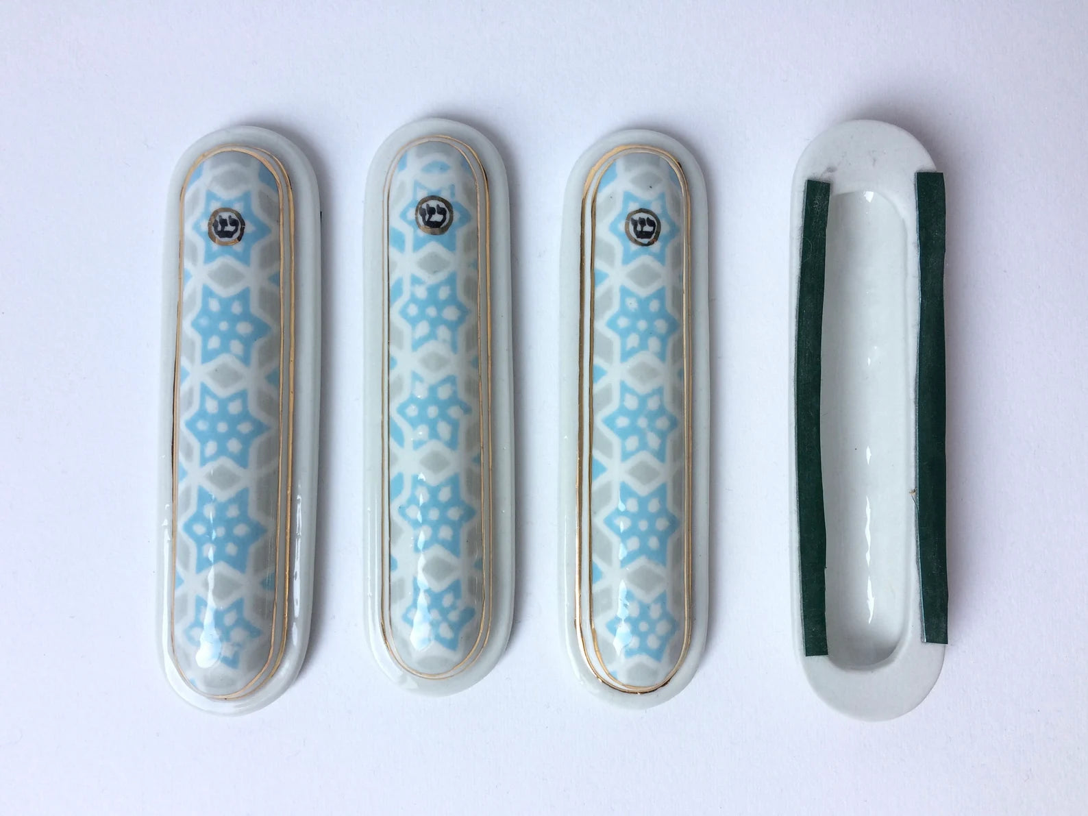 Light Blue Porcelain Mezuzah