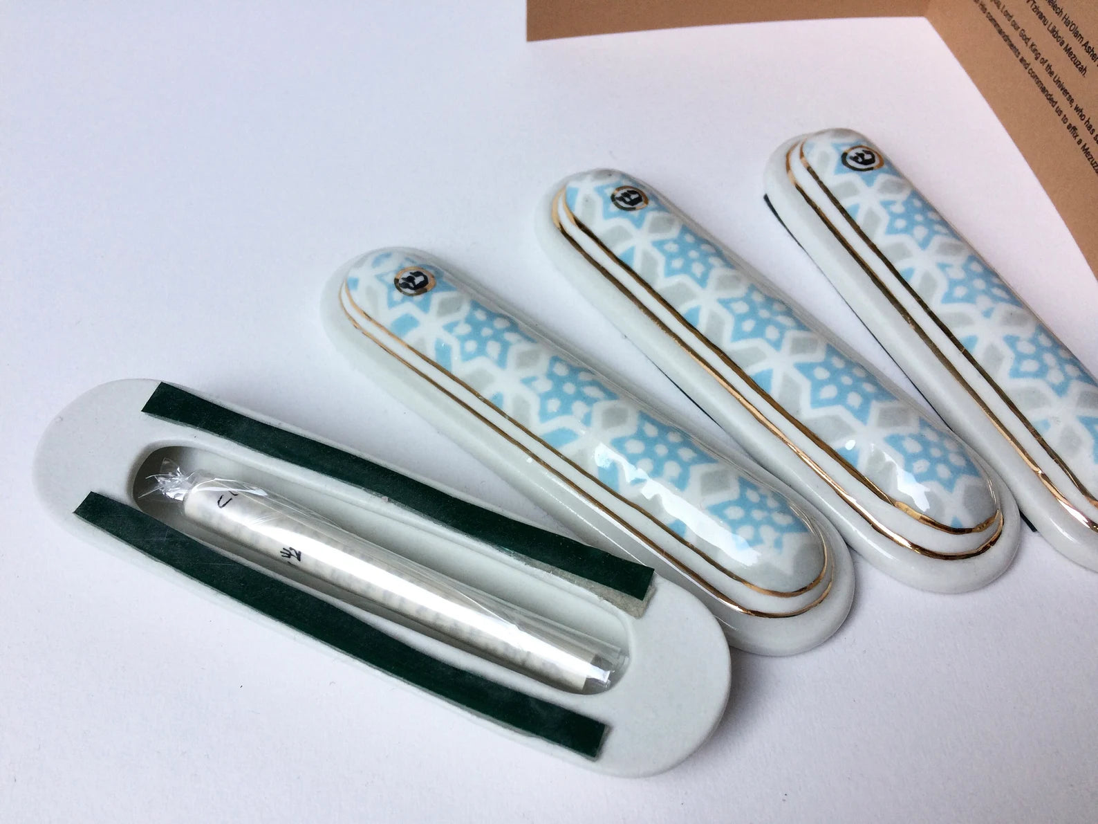 Light Blue Porcelain Mezuzah