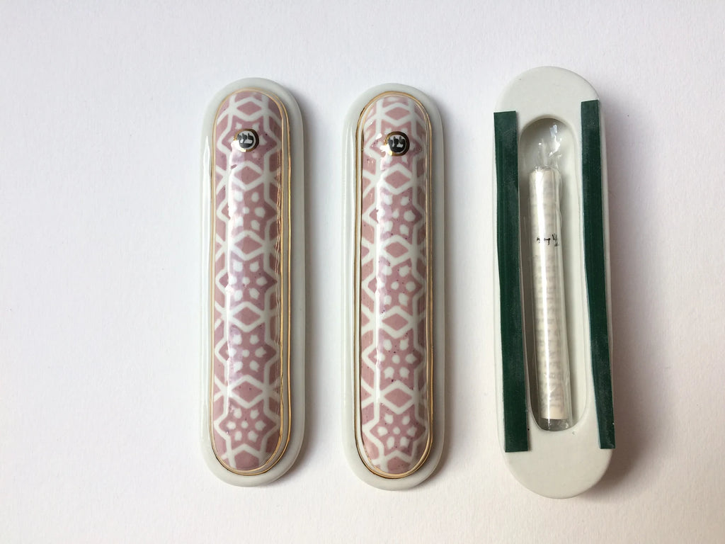 Pink Porcelain Mezuzah