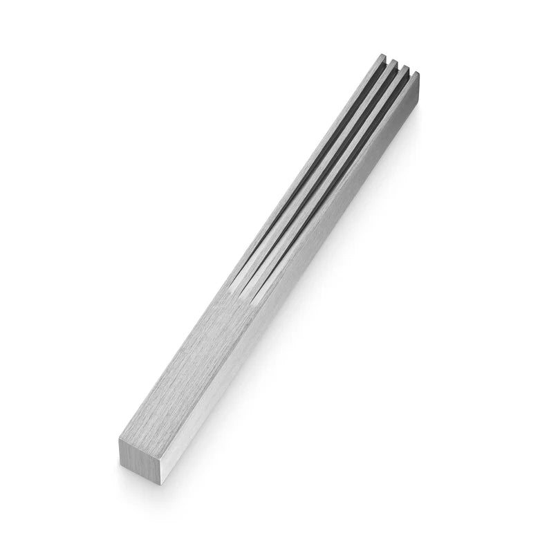 Anodized Aluminum Modern Mezuzah Case with Grooves Silver