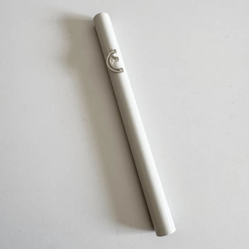 Minimalist Mezuzah Geometric Shin - Gray