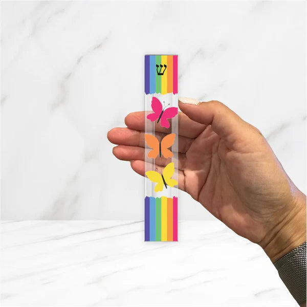 Butterfly Mezuzah with Rainbow with or without name
