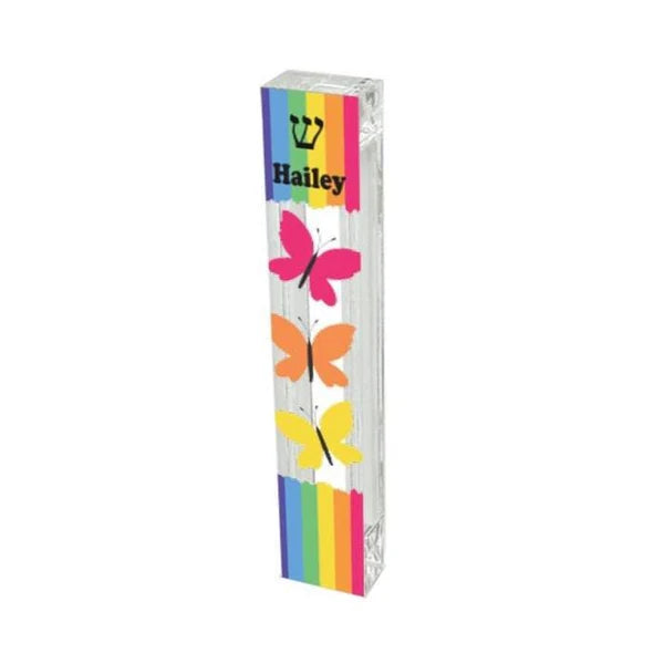 Butterfly Mezuzah with Rainbow with or without name