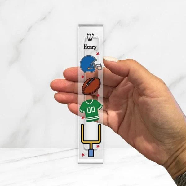 Football Mezuzah - Personalized Boys Room Mezuzah with or without name