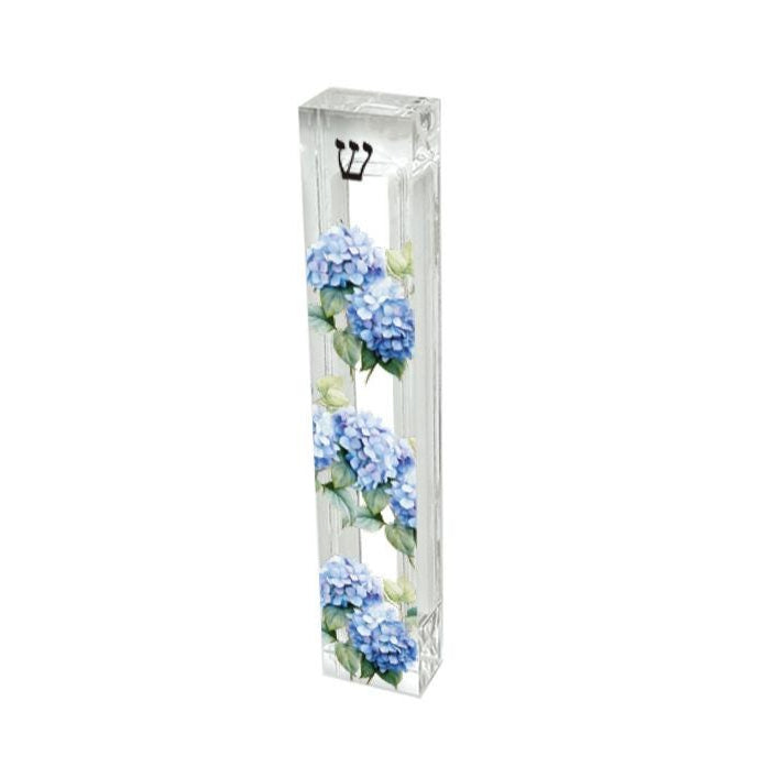 Blue Hydrangea Mezuzah - Personalized Acrylic Mezuzah