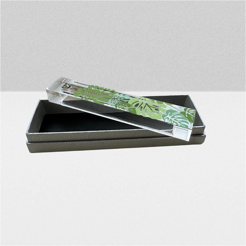 Monstera Leaf Mezuzah - Acrylic Mezuzah - with or without name