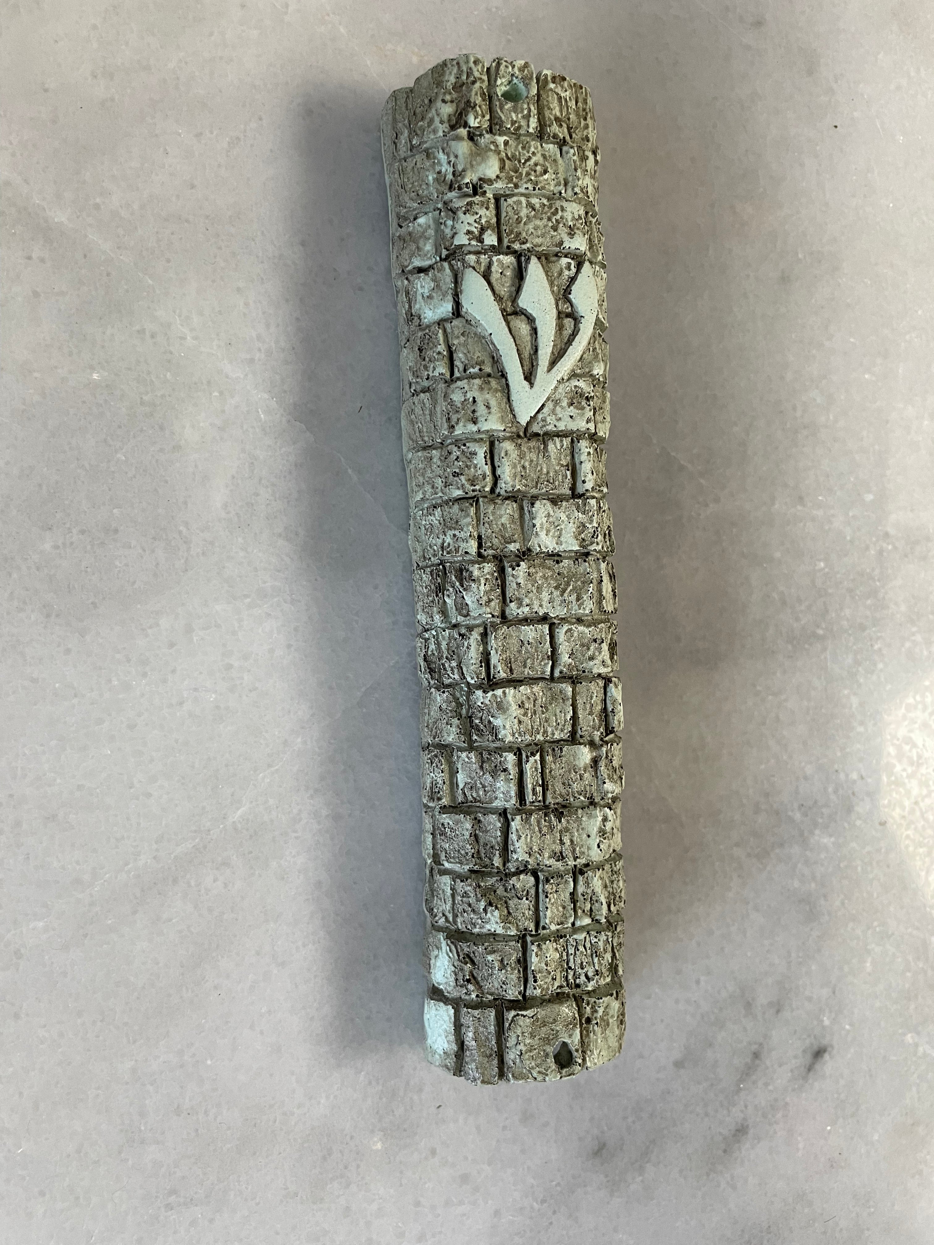 Stone Like Polyresin Mezuzah 15 Cm- "kotel Stones" Design