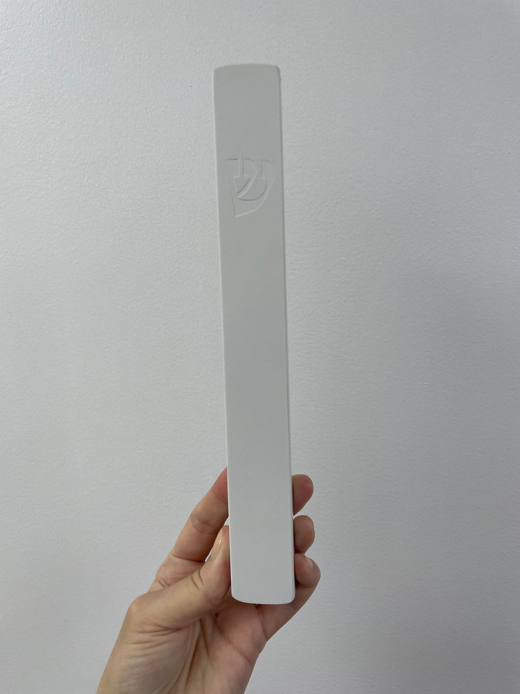 Chalk white Mezuzah | Engraved Shin