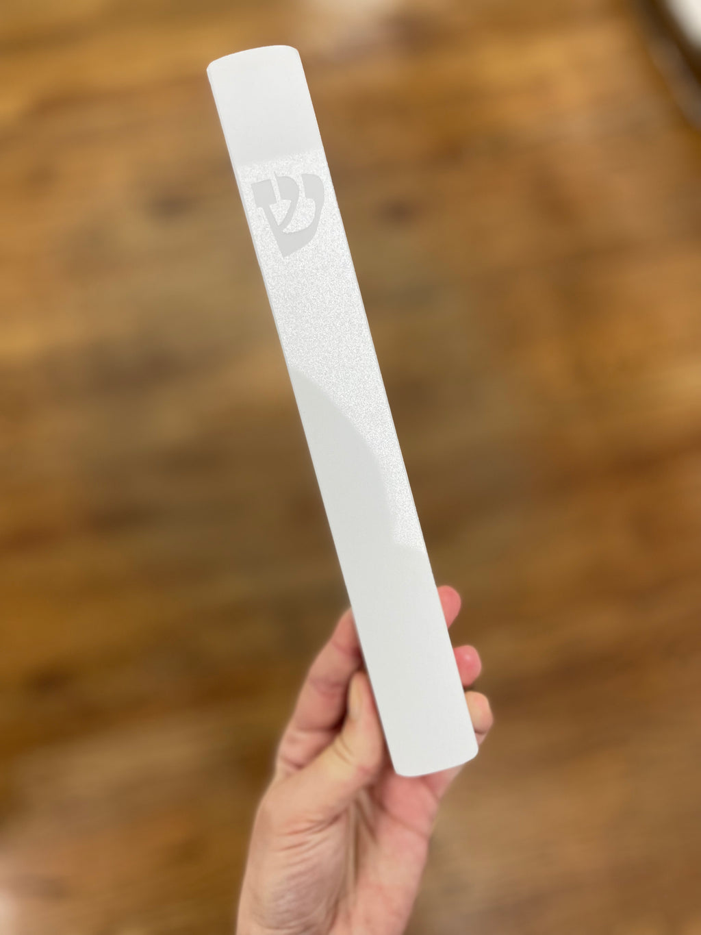 Chalk white Mezuzah | Engraved Shin