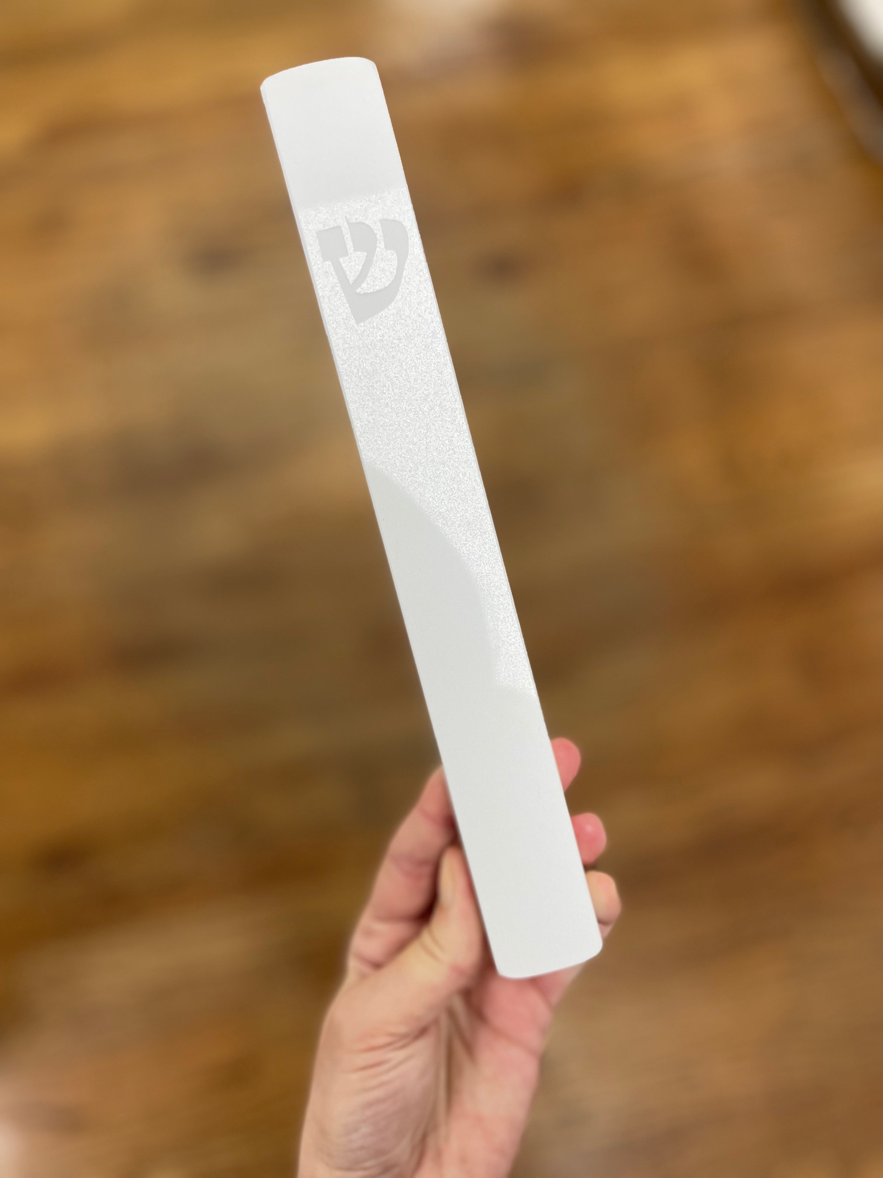 Chalk white Mezuzah | Engraved Shin