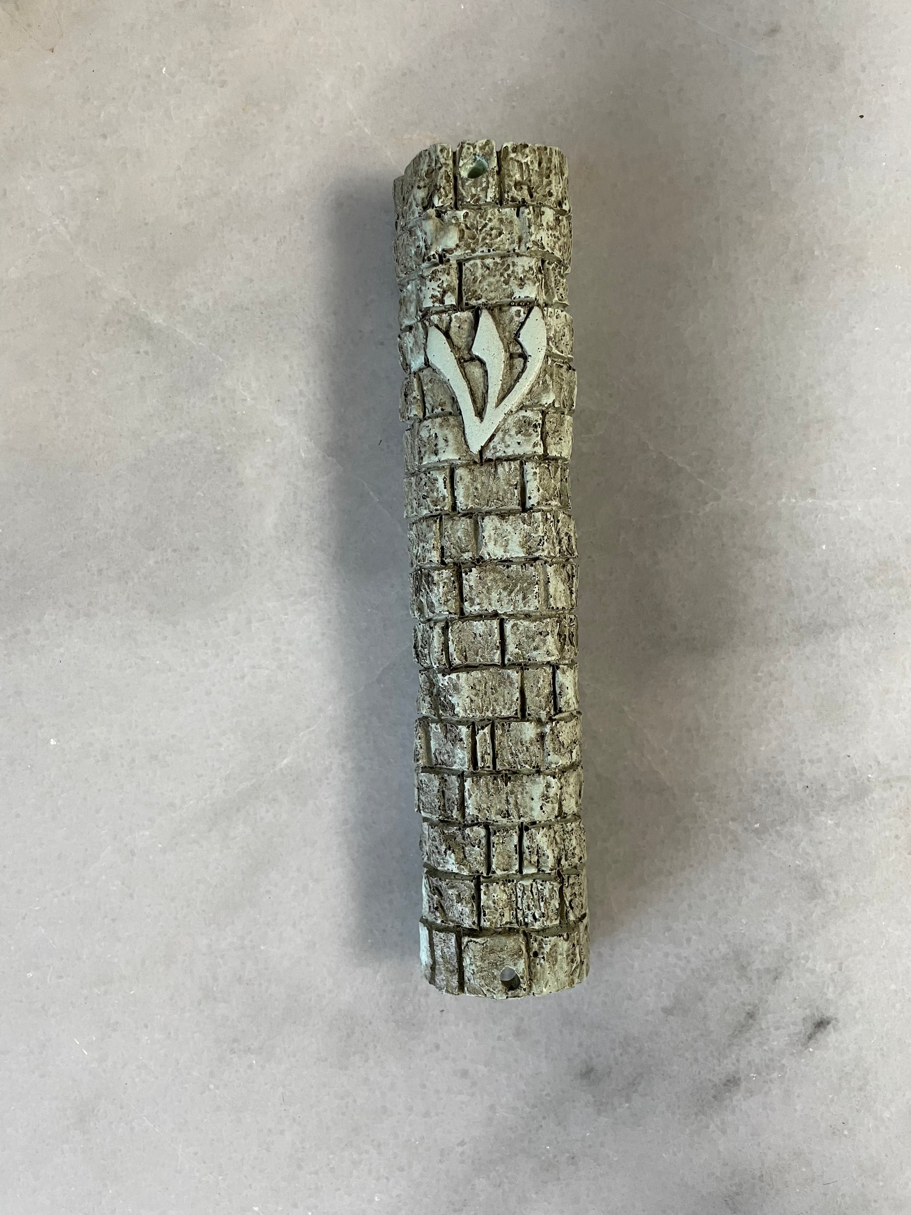 Stone Like Polyresin Mezuzah 15 Cm- "kotel Stones" Design