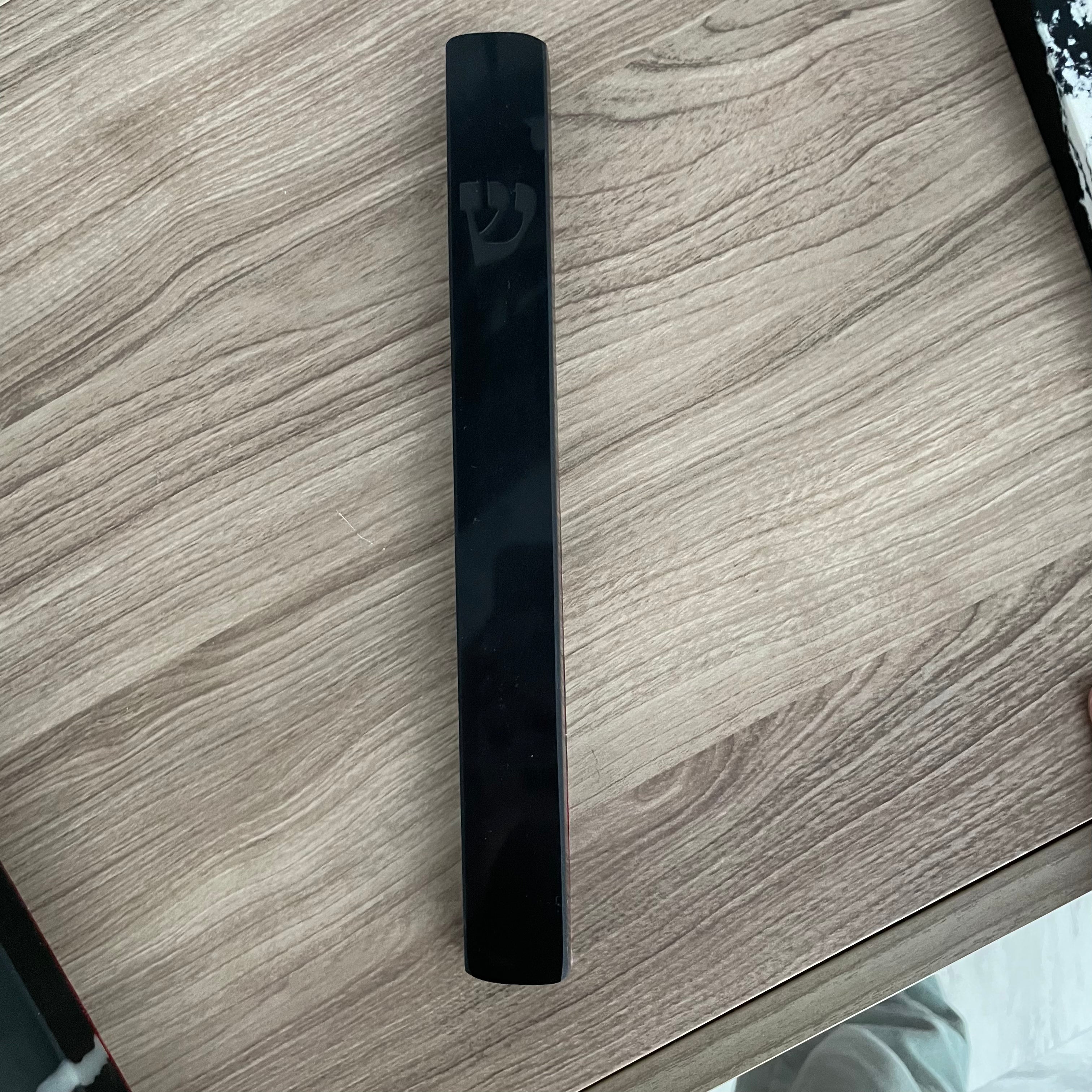 Jet Black Mezuzah | Engraved Shin