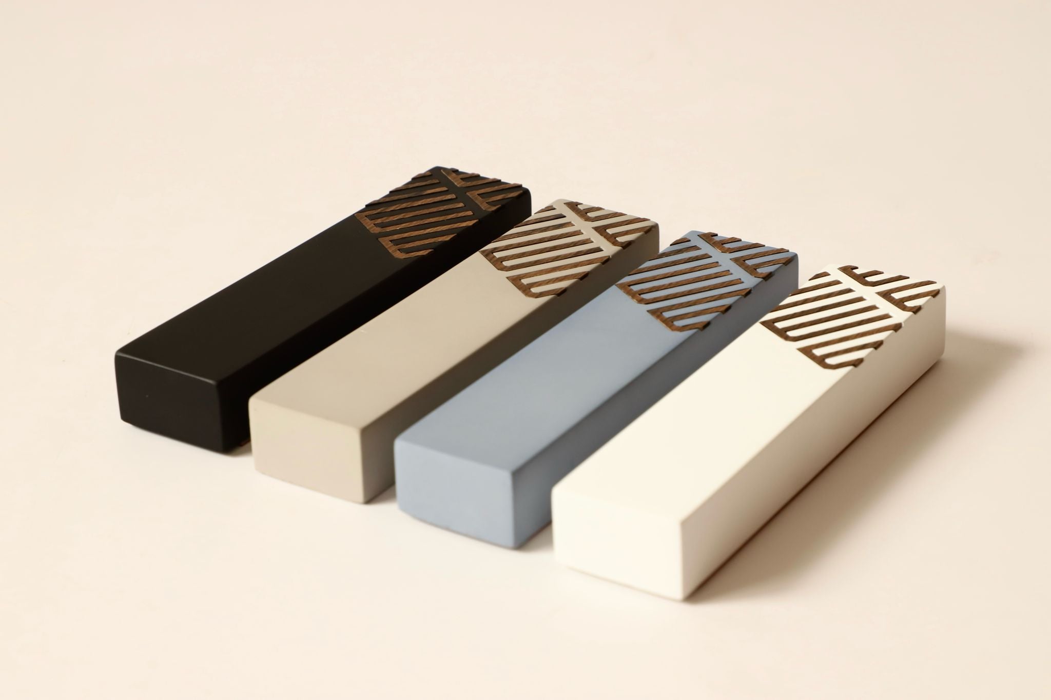 Light Blue CONCRETE AND WOOD MEZUZAH- DIAGONAL SHIN