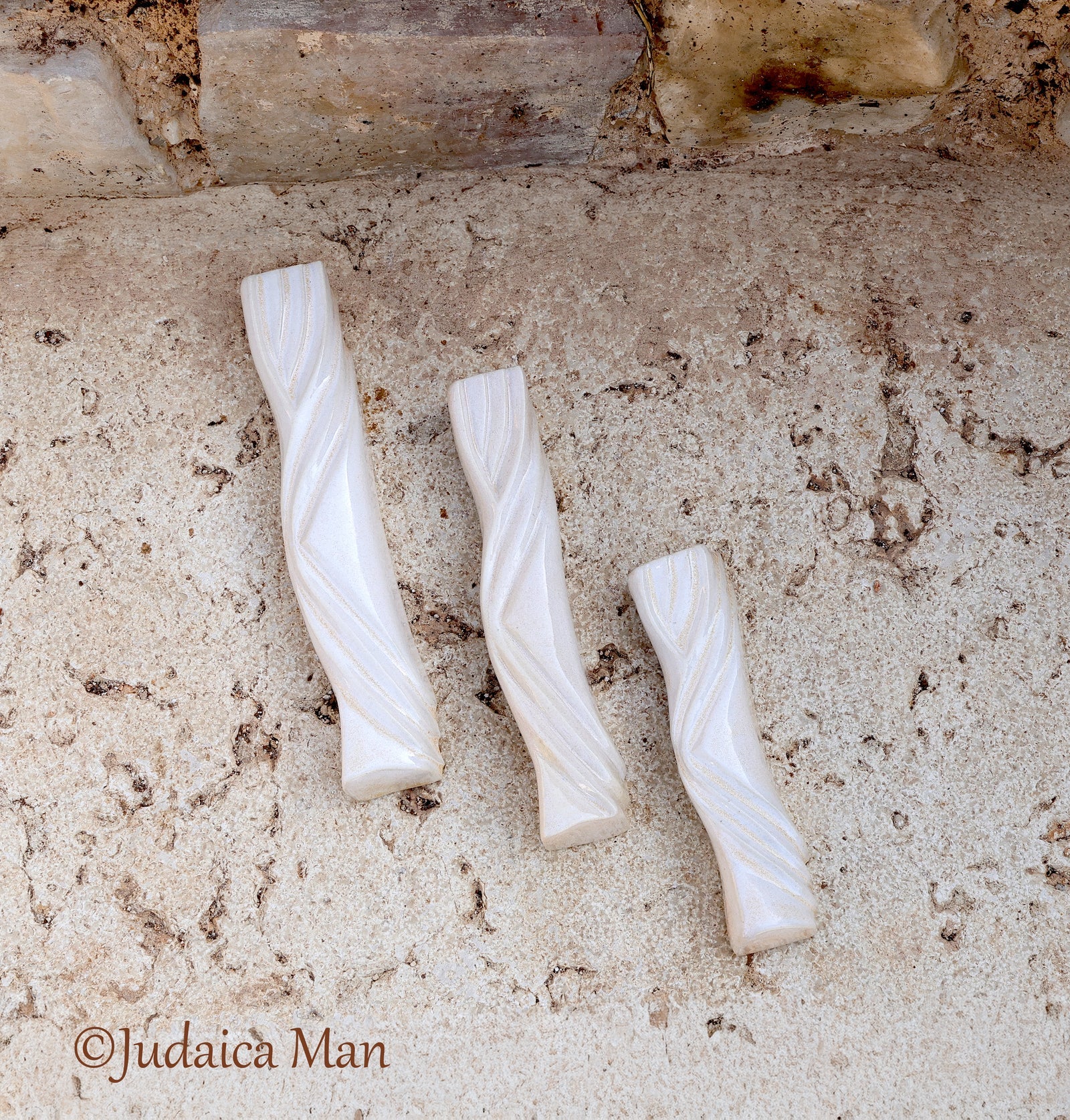 Ceramic mezuzah case "Kalah- Bride" cream color