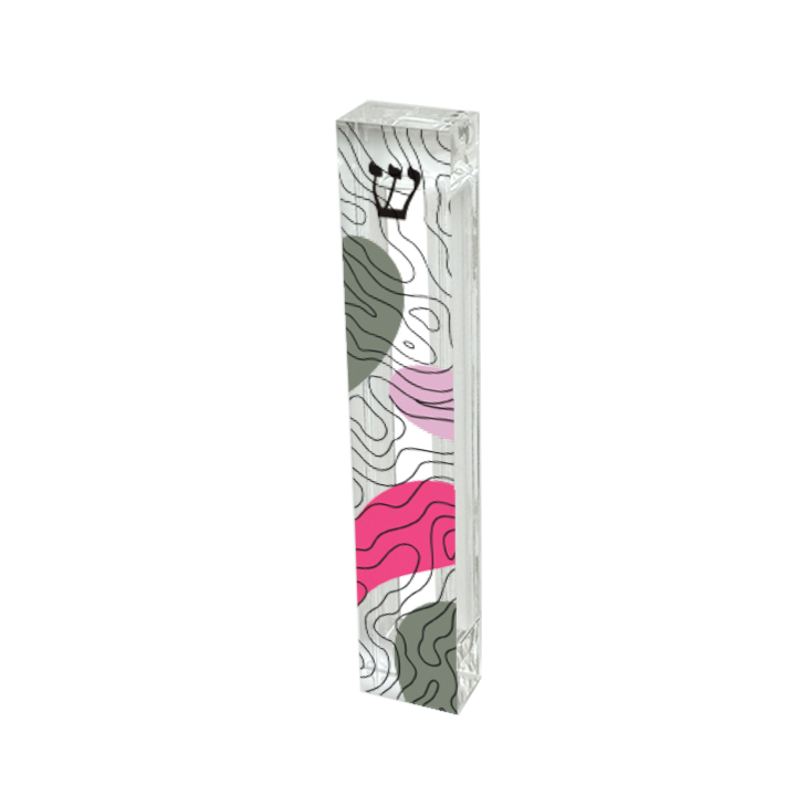 Personalized Abstract Mezuzah - Pink and Green - With or without name
