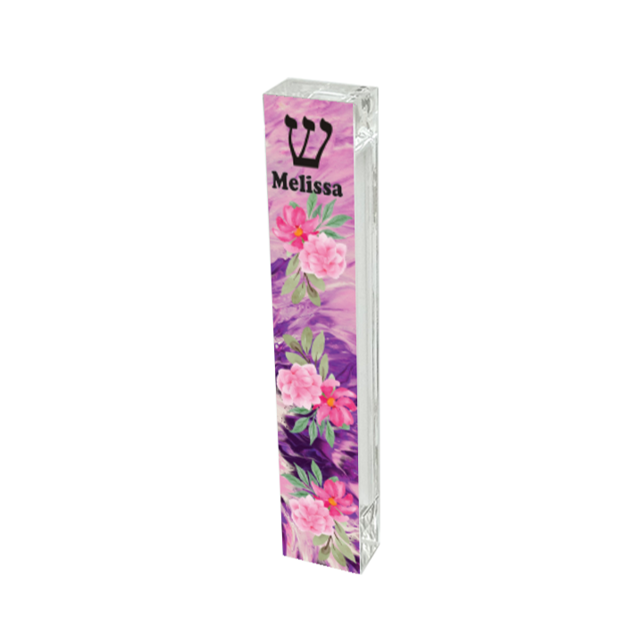 Mezuzah - Pink Flower Mezuzah - With or without Name