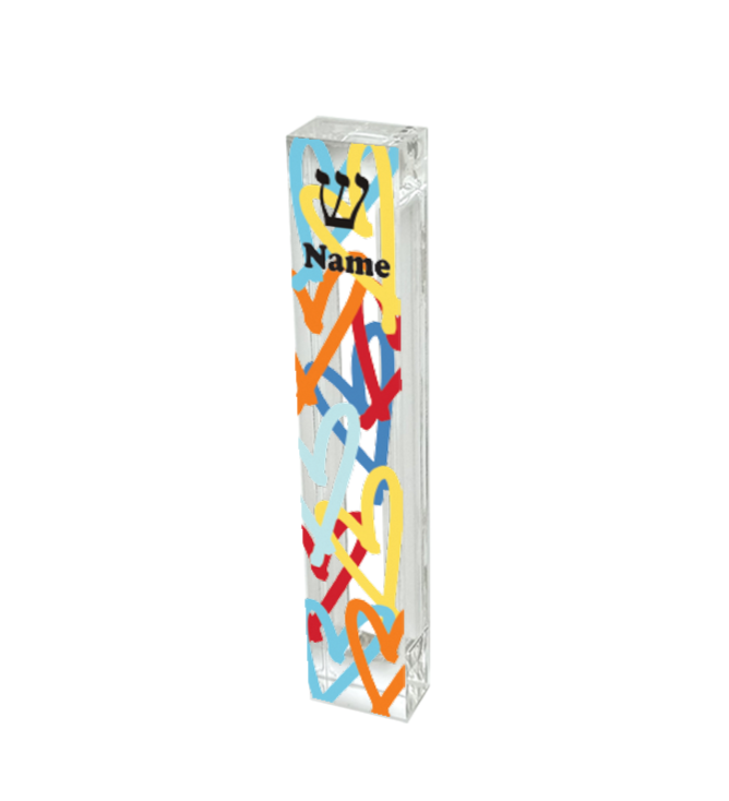 Personalized Graffiti Hearts Mezuzah - With or without name - Acrylic Mezuzah Case