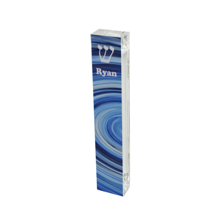 Personalized Mezuzah - Blue Pattern Mezuzah