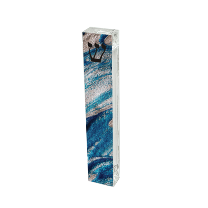 Mezuzah - Blue Glitter Swirl Mezuzah - Acrylic Mezuzah