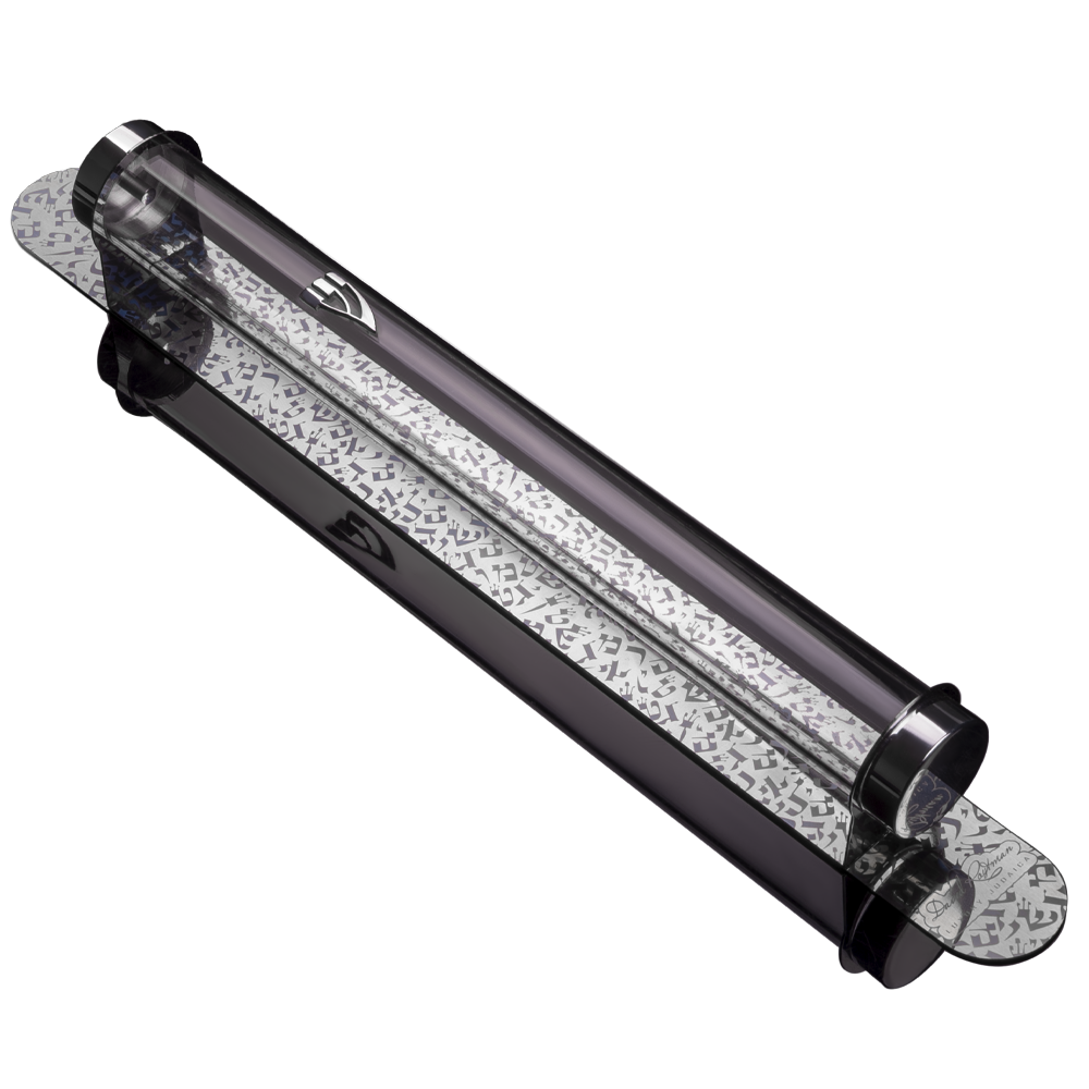 Case for Mezuzah “770” Acrylic Hebrew Letters is made of Silver with brass backing