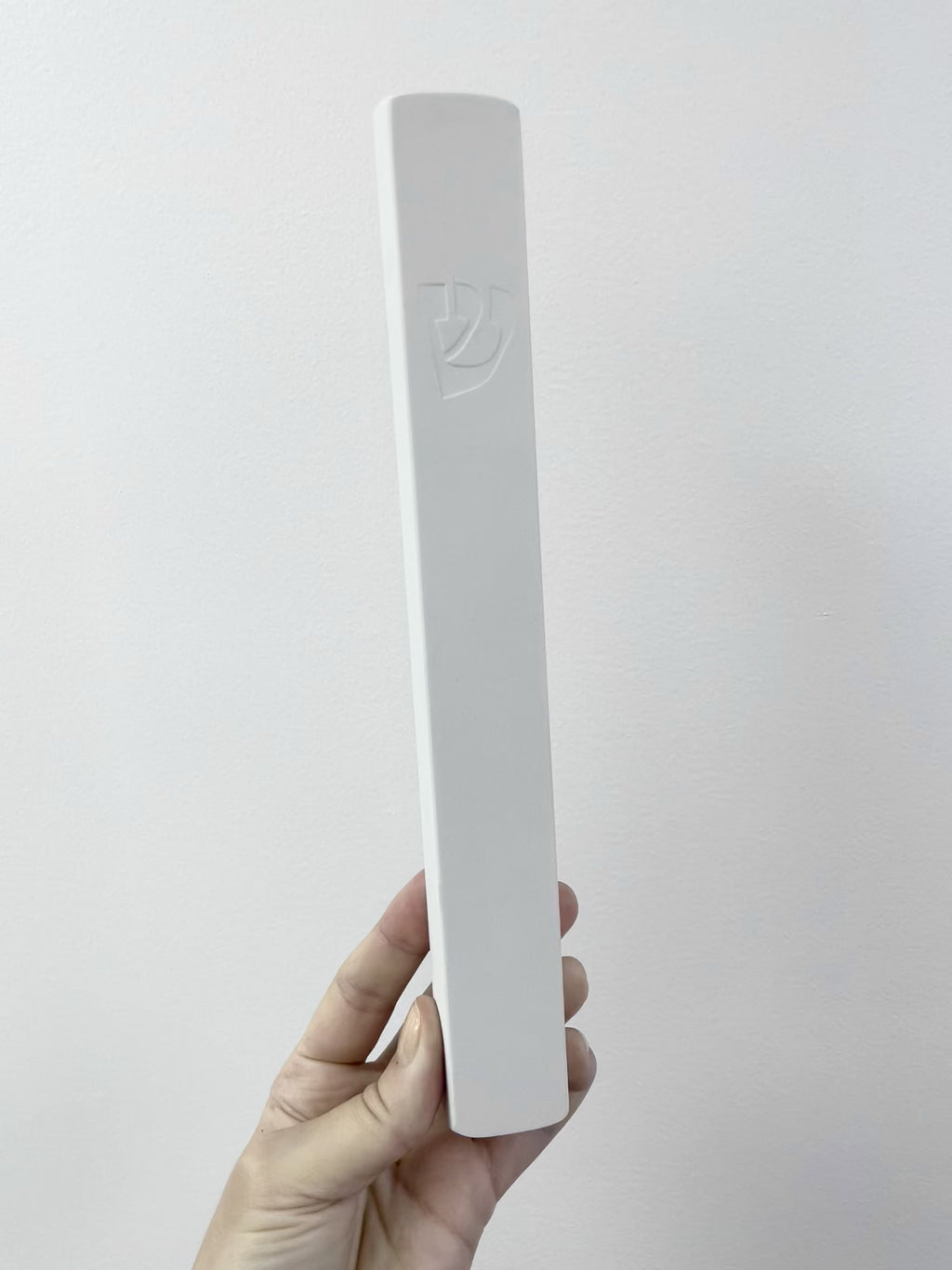 Chalk white Mezuzah | Engraved Shin