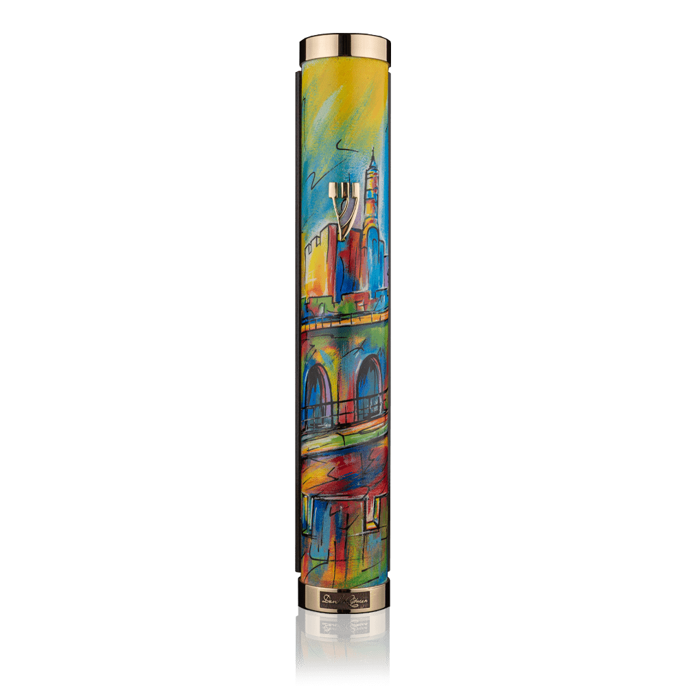 Case for mezuzah "Jerusalem" with art "Tower of David"