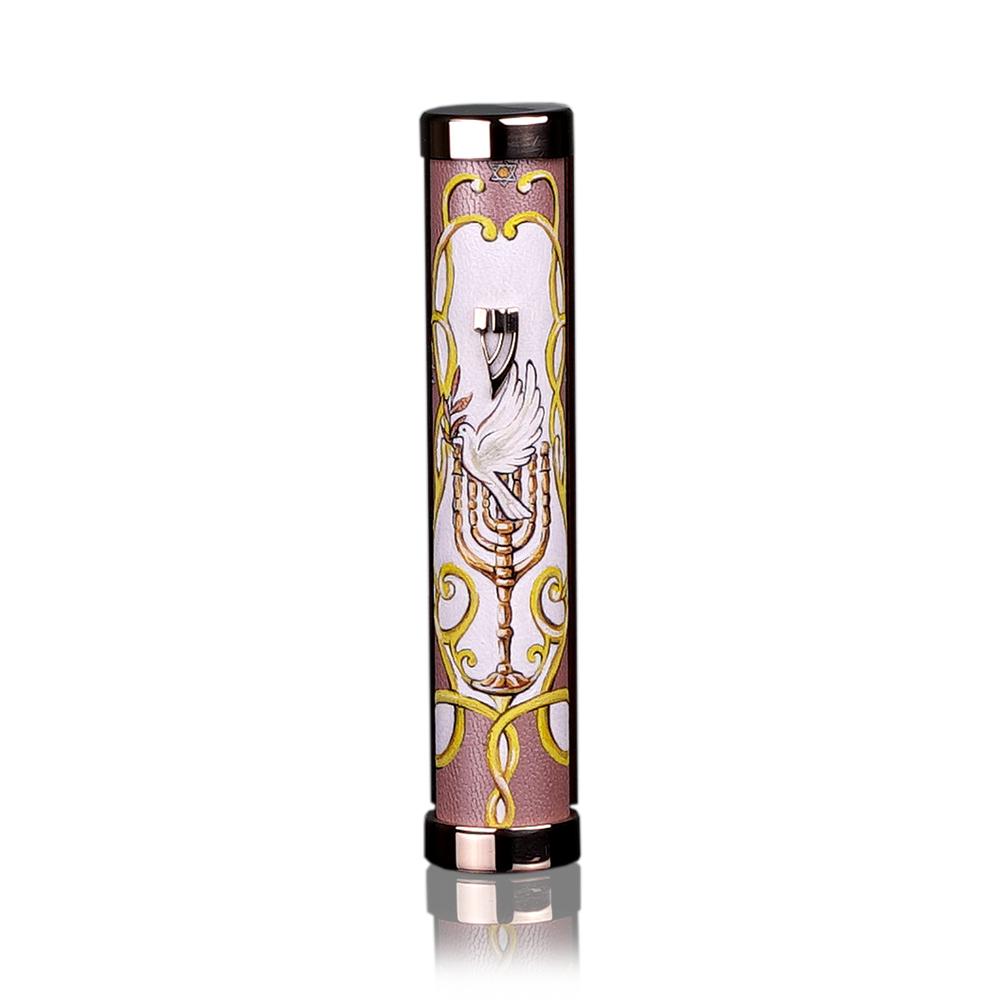 Case for Mezuzah “Tzfat” Art pigeon and menorah Art Collection
