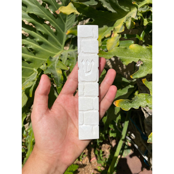 Jerusalem Stone Mezuzah – White Squared