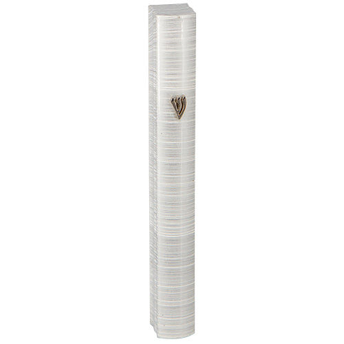 Aluminum Mezuzah 12Cm - 3D Metal Painted - White Stripes