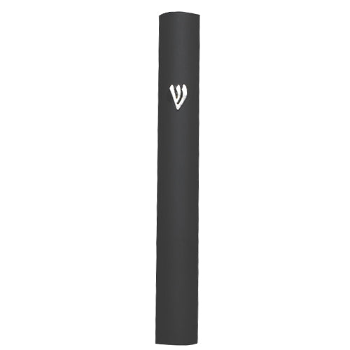 Aluminum Mezuzah 15Cm - Matte Black Metal "Shin"