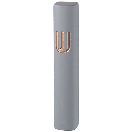 Mezuzah Light Gray | Gold Shin