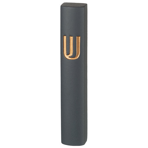Mezuzah Dark Gray | Gold Shin
