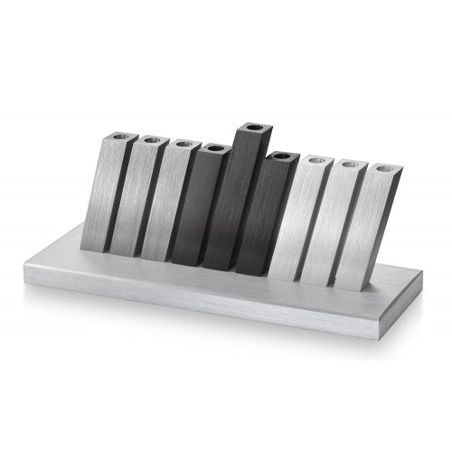 Kinetic Hanukkah Menorah Aluminum - Black & Silver Rods