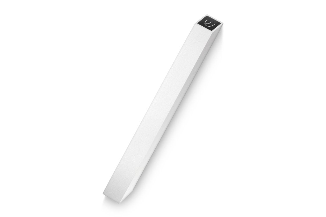 Angle Mezuzah White with Grey