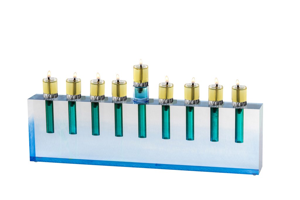 Blue Acrylic Oil Menorah