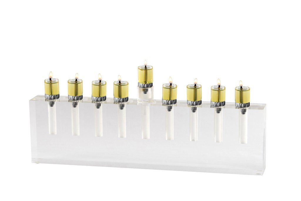 White Acrylic Oil Menorah