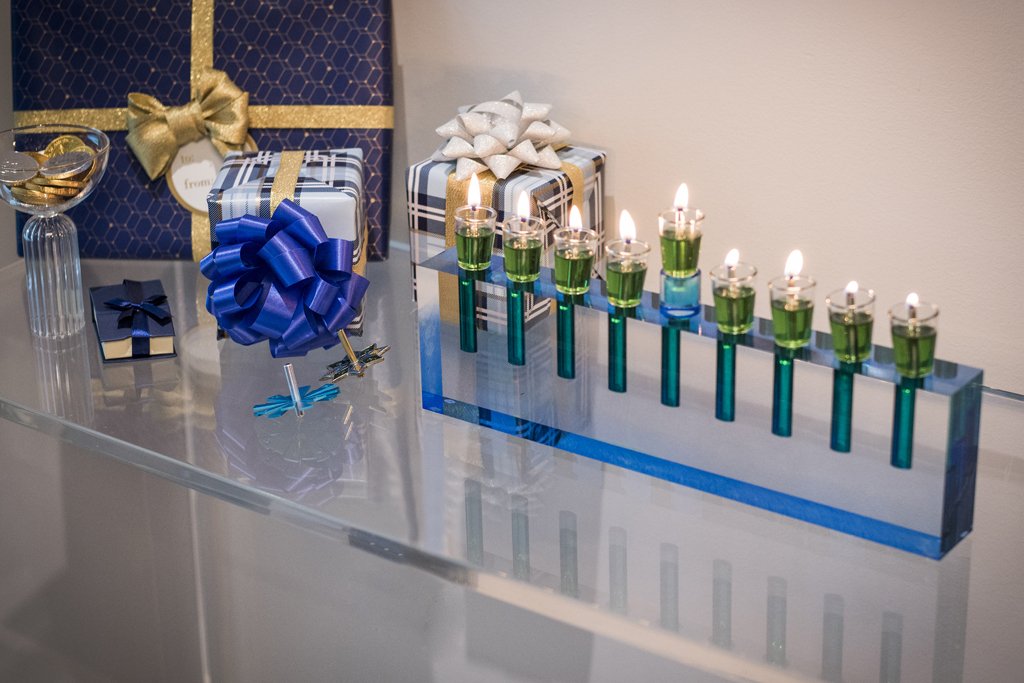 Blue Acrylic Oil Menorah